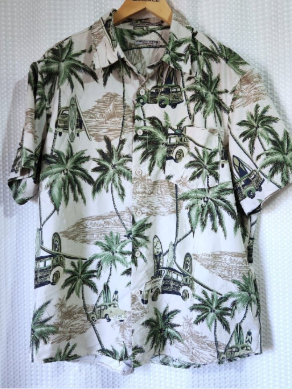 Point Zero Orange Label Tropical Shirt Large Crinkle Texture Surfboard Beach